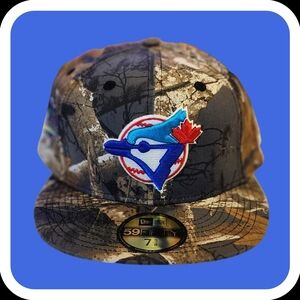 New Era Toronto Blue Jays Dark Realtree Camo 59fifty Size 7 5/8 Fitted Hat.